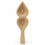 Traditional Wooden Maamoul Mold - 2 Cavity Leaf & Flower Design
