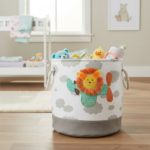 Foldable Houndstooth Fabric Laundry Basket with Handles - Image 2