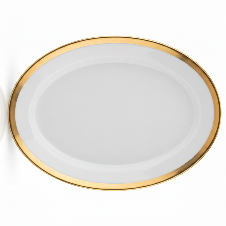 Gemini_Generated_Image_sq4dr8sq4dr8sq4d Deva Large Oval Porcelain Platter with Gold Rim '12 inch' - Image 1