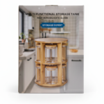 10-Piece Rotating Bamboo Glass Spice Rack Set - Image 3