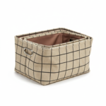Honeybloom Black & beige of set Grid Rectangle Fabric Storage Basket