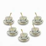 Momaz 18-Piece Butterfly Tea Set with Gold Spoons