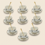 Momaz 18-Piece Butterfly Tea Set with Gold Spoons