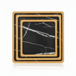 3-Piece Nesting Square Bamboo Trays with Marble Pattern