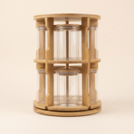 10-Piece Rotating Bamboo Glass Spice Rack Set