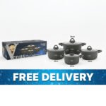 GeBe Venus Aluminum Cookware Non-Stick Grey 8Pcs Cookware Set