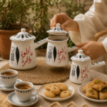 Momaz 3Pcs Enamel Arabic Calligraphy Coffee Pots Set - Image 4
