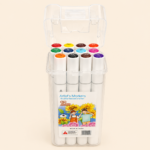 Double-Headed Artist's Markers Set in Clear Plastic Case