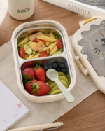 Stainless Steel Lunch Box Cute Cat Face 2 Compartment - Image 6