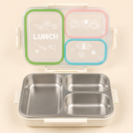 3-Compartment Stainless Steel Sakura Bento Lunch Box