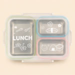 3-Compartment Stainless Steel Sakura Bento Lunch Box - Image 2