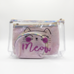 Quilted and Clear Cat Cosmetic Bag Set (3 pcs ) - Image 4