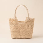 Woven Straw Beach Tote Bag with Zipper Closure