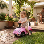 VW Volkswagen Beetle Kids Foot to Floor Push Along Ride-On Car (Pink) - Image 2