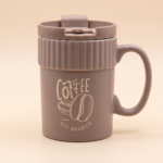 Momaz "100% Arabica" Ceramic Coffee Travel Mug with Lid & Handle