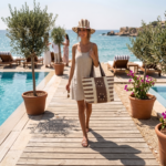 Striped Beach Tote Bag and Hat Set - Image 2