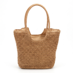 Woven Straw Beach Tote Bag with Zipper Closure - Image 3