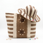 Striped Beach Tote Bag and Hat Set