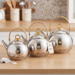 Momaz Stainless Steel Tea Kettle – Gold Handle (Berlin Series) - Image 3