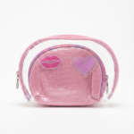 Clear PVC Double Layer Cosmetic Bag with Croc-Embossed Pouch /2 pcs - Image 3