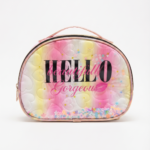 Quilted "Hello Beautiful Gorgeous" Cosmetic Bag with Sequins - Image 3