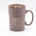 Momaz "100% Arabica" Ceramic Coffee Travel Mug with Lid & Handle