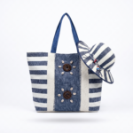 Striped Beach Tote Bag and Hat Set - Image 4