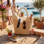Woven Straw Beach Tote Bag with Zipper Closure - Image 4