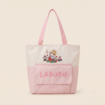 Character Flap Pocket Canvas Tote Bags (Sanrio Lilac & Labubu Pink) - Image 2