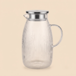 Ribbed Glass Pitcher with Stainless Steel Lid