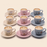 Modern Matte Ceramic Espresso Cup and Saucer Set*12