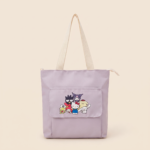Character Flap Pocket Canvas Tote Bags (Sanrio Lilac & Labubu Pink)