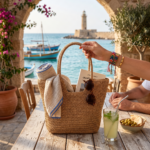 Woven Straw Beach Tote Bag with Zipper Closure - Image 2