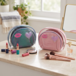 Clear PVC Double Layer Cosmetic Bag with Croc-Embossed Pouch /2 pcs - Image 2
