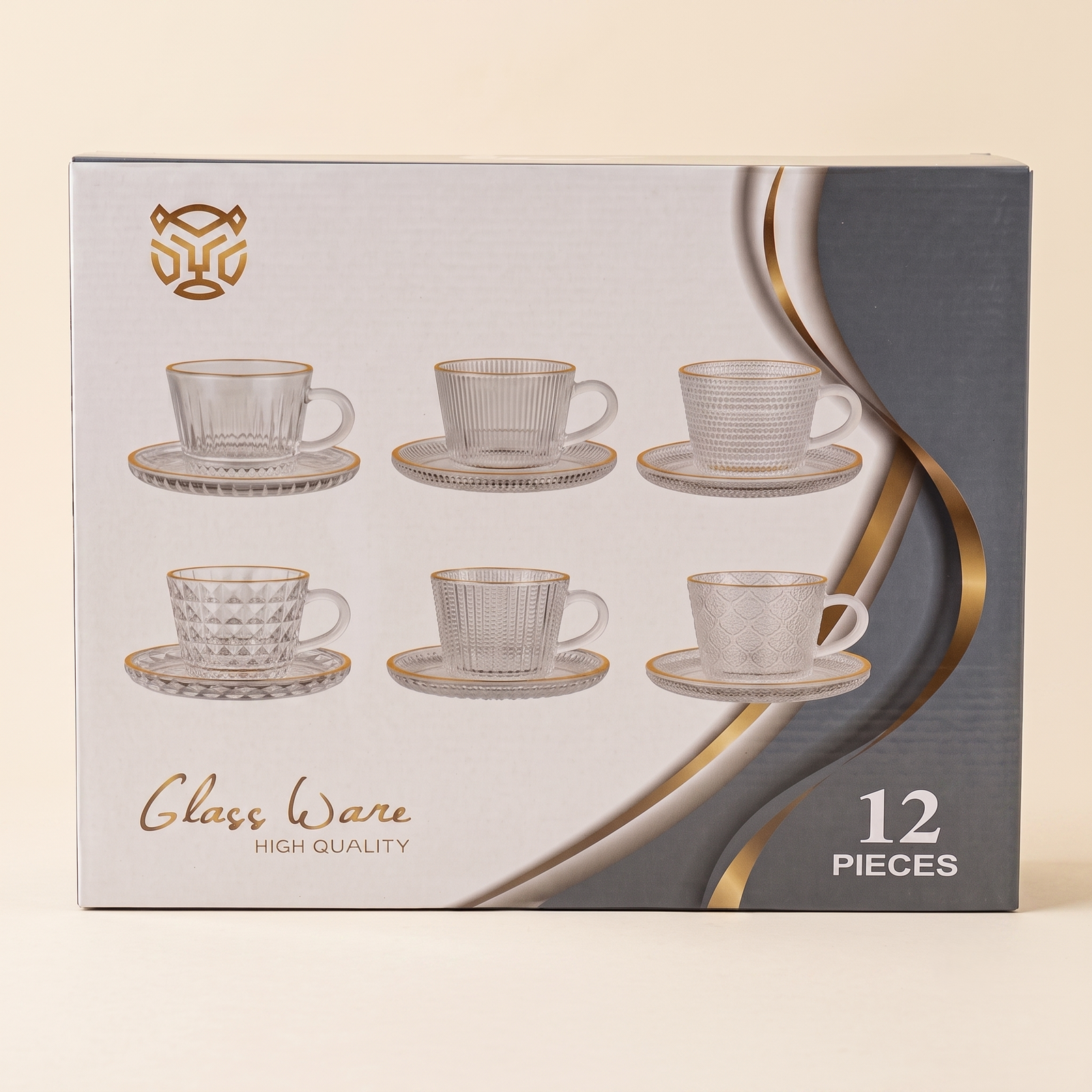 Gemini_Generated_Image_qh0938qh0938qh09 (1)yyyyyyyyyyyy 12-Piece Vintage Mixed Embossed Glass Coffee Cup and Saucer Set - Image 1