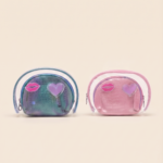 Clear PVC Double Layer Cosmetic Bag with Croc-Embossed Pouch /2 pcs