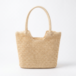 Woven Straw Beach Tote Bag with Zipper Closure