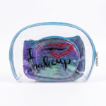 3-in-1 Clear Makeup Bag Set with Iridescent Pouches - Image 4