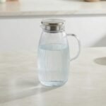 Ribbed Glass Pitcher with Stainless Steel Lid - Image 2