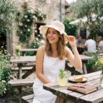 Women's Straw Sun Hat with Floral Ribbon Bow - Image 4