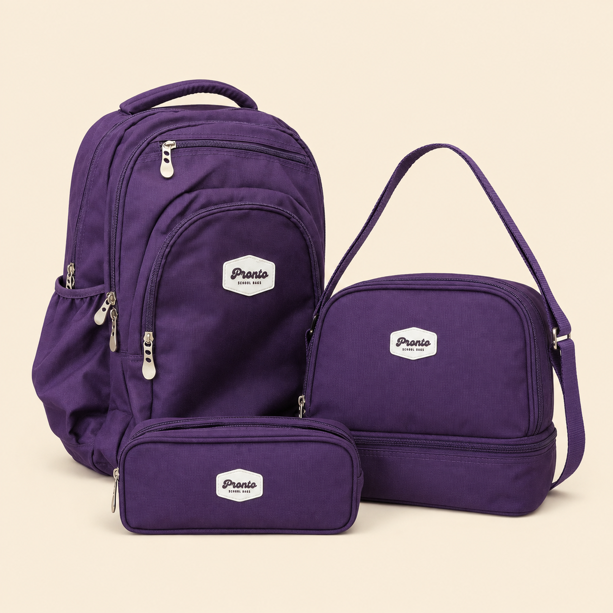 2 Pronto 18-Inch 3-Piece School Backpack Set – Purple - Image 1