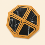 Octagonal Wooden 4-Compartment Serving Tray - Black Marble