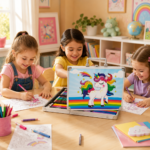 Unicorn Rainbow Kids Aluminum Art Supply Carrying Case - Image 2