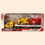 Friction Powered Heavy Cargo Transport Truck with Racing Motorcycles Playset - Image 3