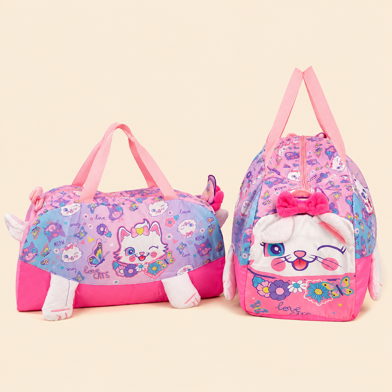 ChatGPT Image Aug 1, 2026, 11_21_10 AM Kids Cute Plush Kitty Travel Duffel Bag - Image 1