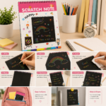 Rainbow Scratch Art Notebook with Wooden Stylus - Image 2