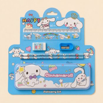 Kids Cartoon 6-Piece Stationery Set with Pencil Case – Cinnamoroll, Kuromi & Astronaut Designs