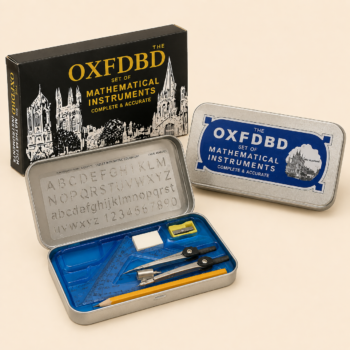 Maths Geometry Set with Metal Compass, Ruler, Protractor & Set Squares – Metal Case
