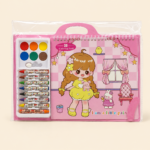3D Coloring Book Set with 8 Crayons and 6 Water Colors