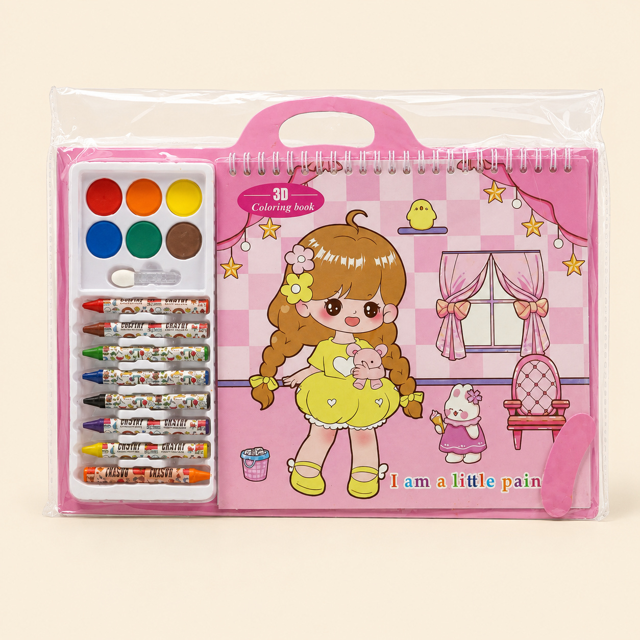 ChatGPT Image Aug 14, 2026, 12_32_07 PM (2) 3D Coloring Book Set with 8 Crayons and 6 Water Colors - Image 1